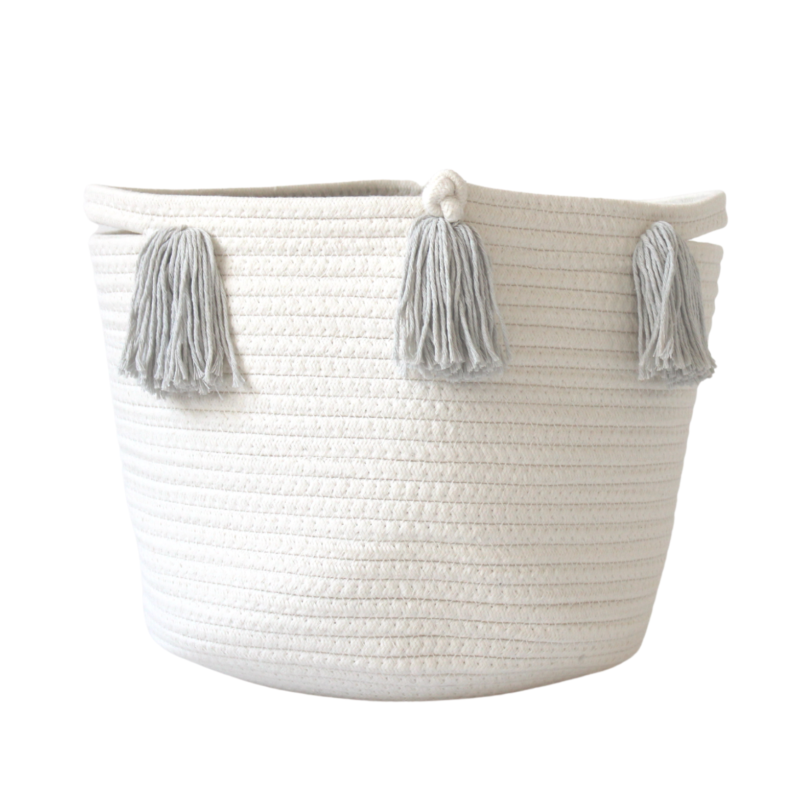 Grey Tassel Basket - Medium
