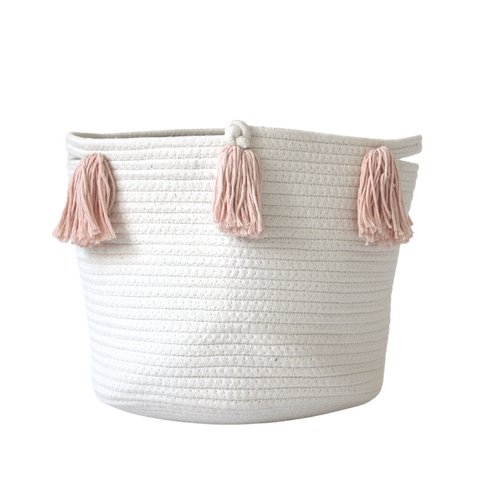 Peach Tassel Basket - Medium