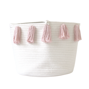 Rose Pink Tassel Basket - Large