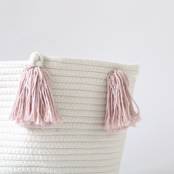 Rose Pink Tassel Basket - Medium