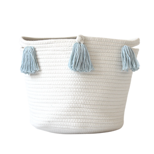 Sky Blue Tassel Basket - Medium