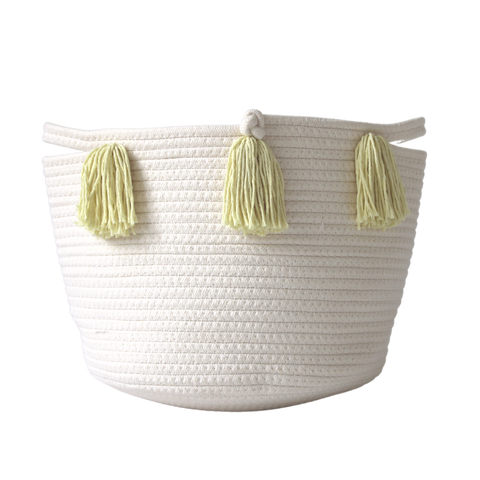 Buttercream Tassel Basket - Medium