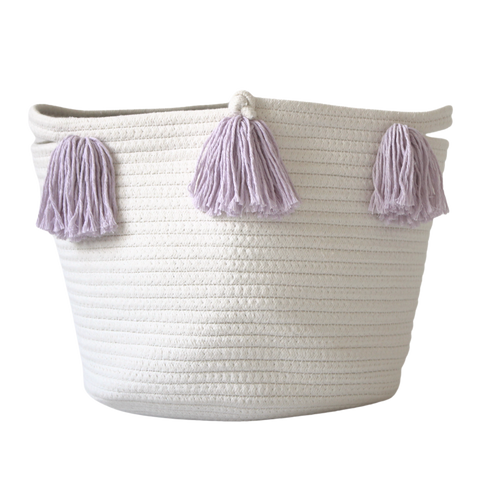 Lilac Tassel Basket - Medium