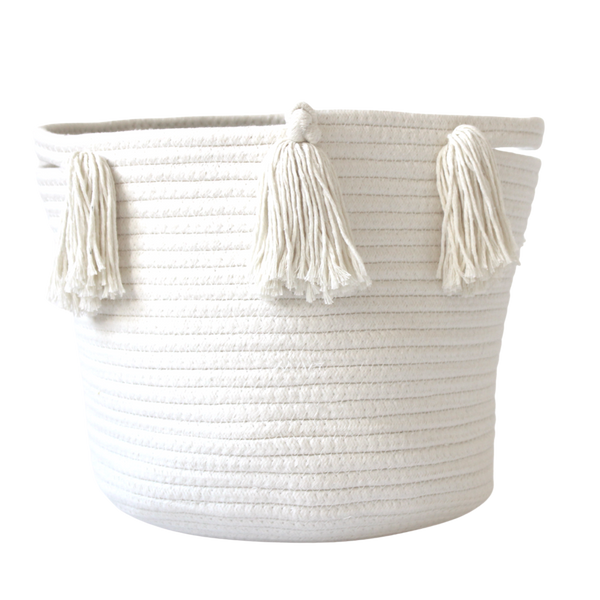 Natural Tassel Basket - Medium
